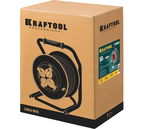 KRAFTOOL K-325, КГ, 3 х 2.5 мм2, 50 м, 4000 Вт, IP44, силовой удлинитель на стальной катушке (55086-50) купить  в Сочи