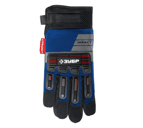 ЗУБР IMPACT р.XL (10), синие, профессиональные комбинированные перчатки, антивибрационные, противоударные, Профессионал (11476-XL) купить  в Сочи