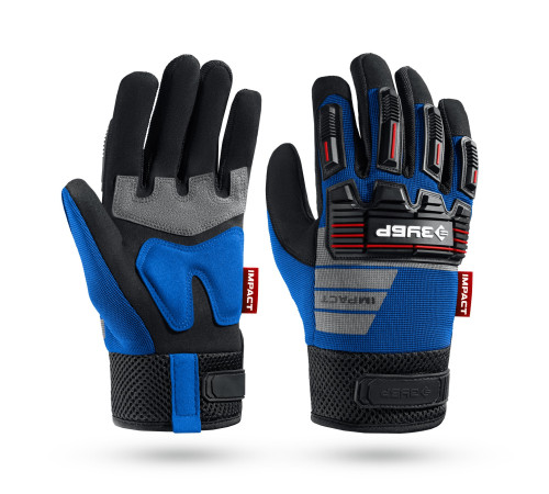 ЗУБР IMPACT р.XL (10), синие, профессиональные комбинированные перчатки, антивибрационные, противоударные, Профессионал (11476-XL) купить  в Сочи