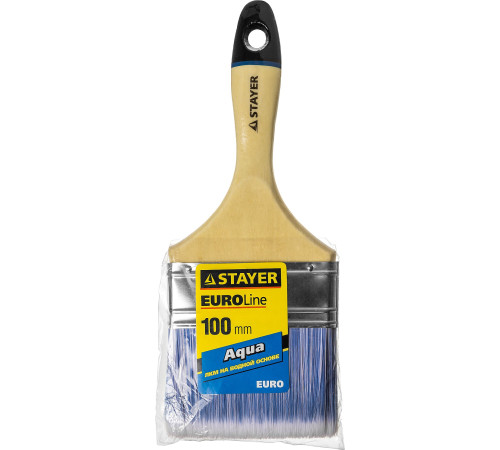 STAYER AQUA - EURO, 100 мм, 4″, искусственная щетина, деревянная ручка для воднодисперсионных и акриловых ЛКМ, плоская кисть (01062-100) купить в Сочи STAYER AQUA - EURO, 100 мм, 4″, искусственная щетина, деревянная ручка для воднодисперсионных и акриловых ЛКМ, плоская кисть (01062-100) купить в Сочи