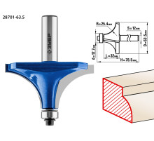 ЗУБР 63.5 x 32 мм, радиус 25 мм, фреза кромочная калевочная №1, Профессионал (28701-63.5)