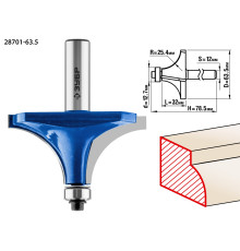 ЗУБР 63.5 x 32 мм, радиус 25 мм, фреза кромочная калевочная №1, Профессионал (28701-63.5)