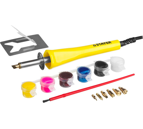 STAYER MAXTerm, 30 Вт, 2 в1, в наборе: 7 насадок + краски, прибор для выжигания и пайки (45220) купить  в Сочи