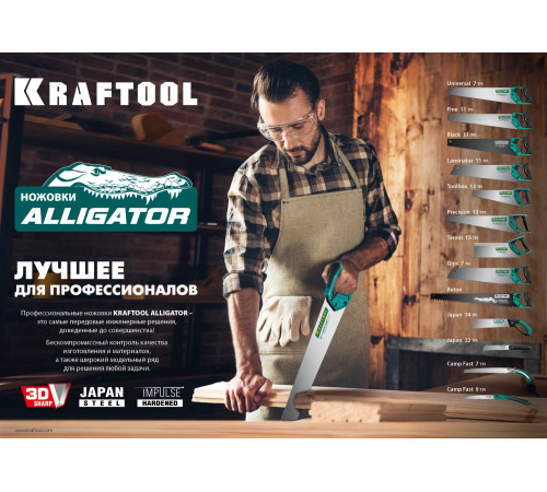 KRAFTOOL Alligator Black 11, 450 мм, ножовка для точного реза (15205-45) купить  в Сочи