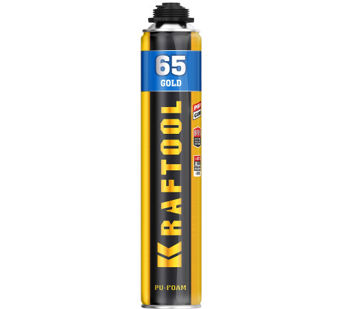 KRAFTOOL GOLD 65, 850 мл, выход до 65 л, мелкопористая, пистолетная всесезонная, SVS, не залипающий клапан, монтажная пена (41194) купить в Сочи KRAFTOOL GOLD 65, 850 мл, выход до 65 л, мелкопористая, пистолетная всесезонная, SVS, не залипающий клапан, монтажная пена (41194) купить в Сочи