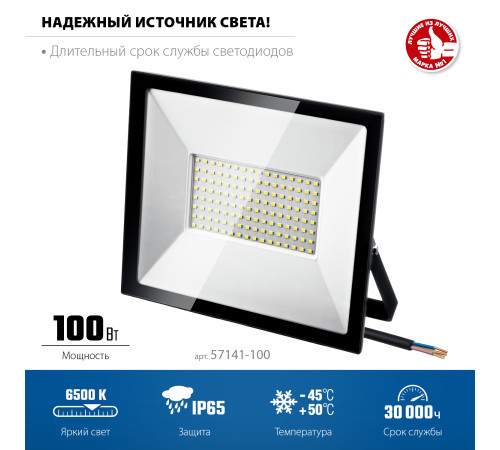 ЗУБР ПСК-100, 100 Вт, 6500 К, IP 65, светодиодный прожектор, Профессионал (57141-100) купить в Сочи ЗУБР ПСК-100, 100 Вт, 6500 К, IP 65, светодиодный прожектор, Профессионал (57141-100) купить в Сочи