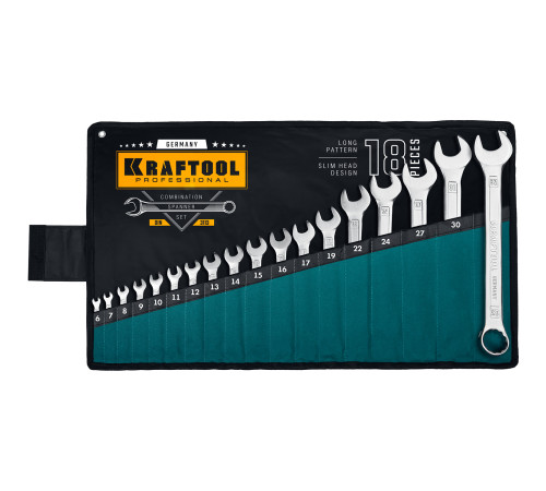 KRAFTOOL 18 шт, 6 - 32 мм, набор комбинированных гаечных ключей (27079-H18) купить  в Сочи