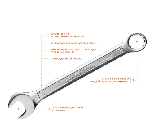 KRAFTOOL 18 шт, 6 - 32 мм, набор комбинированных гаечных ключей (27079-H18) купить  в Сочи