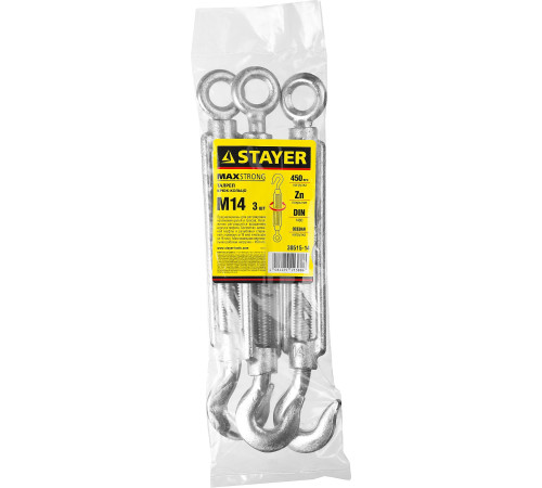 STAYER DIN 1480, М14, 3 шт, талреп крюк-кольцо (30515-14) купить  в Сочи