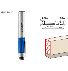ЗУБР 9.5 x 13 мм, хвостовик 8 мм, фреза кромочная с нижним подшипником, Профессионал (28727-9.5-13)