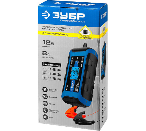 ЗУБР ЗУ-160, 12 В, 8 А, интеллектуальное зарядное устройство для аккумуляторов, Профессионал (59303) купить  в Сочи