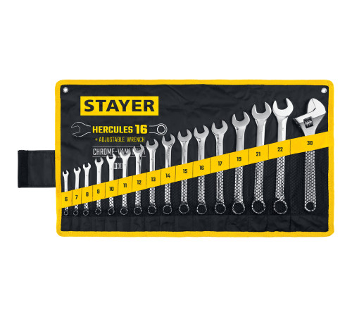 STAYER HERCULES, 16 шт, 6 - 30 мм, набор комбинированных и разводных гаечных ключей, Professional (27092-H16) купить в Сочи STAYER HERCULES, 16 шт, 6 - 30 мм, набор комбинированных и разводных гаечных ключей, Professional (27092-H16) купить в Сочи