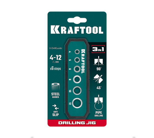 KRAFTOOL Woodsniper 121, 6 отверстий 4 - 12 мм, кондуктор для сверления под углом 45° и 90° (30073) купить  в Сочи