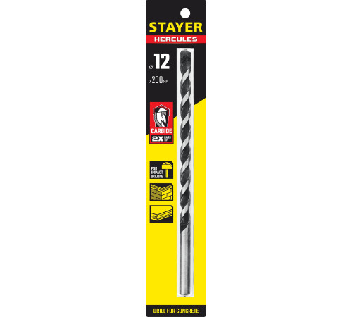 STAYER Hercules, 12 x 200 мм, cверло по бетону, Professional (2915-200-12) купить в Сочи STAYER Hercules, 12 x 200 мм, cверло по бетону, Professional (2915-200-12) купить в Сочи