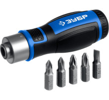 ЗУБР 6 предм., Реверсивная отвертка с насадками (25171)