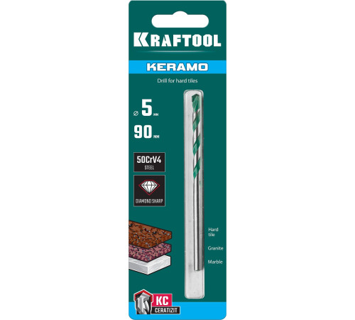 KRAFTOOL Keramo, 5 х 90 мм, тв.сплав КС, сверло по керамограниту (29175-090-5) купить в Сочи KRAFTOOL Keramo, 5 х 90 мм, тв.сплав КС, сверло по керамограниту (29175-090-5) купить в Сочи