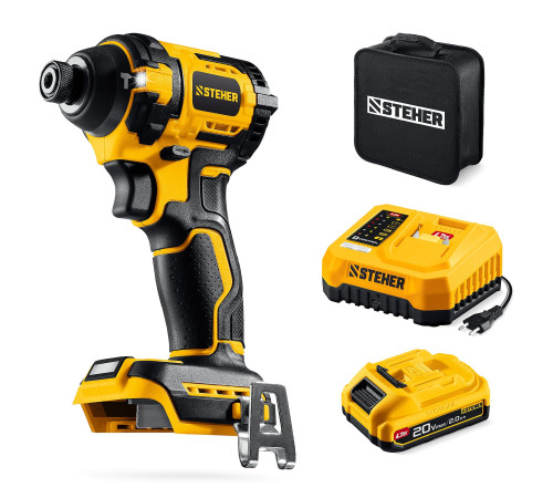 STEHER 20 В, 180 Н·м, 1 АКБ LMS (2 А·ч), бесщеточный ударный винтоверт, сумка (CSB-180-21) купить в Сочи STEHER 20 В, 180 Н·м, 1 АКБ LMS (2 А·ч), бесщеточный ударный винтоверт, сумка (CSB-180-21) купить в Сочи