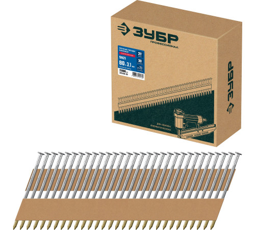 ЗУБР SN21 80 х 3.1 мм, реечные гвозди рифленые оцинкованные, 2010 шт (305396-80) купить  в Сочи
