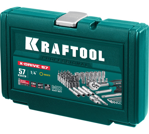 KRAFTOOL X-Drive, 57 предм., (1/4″), универсальный набор инструмента (27885-H57) купить в Сочи KRAFTOOL X-Drive, 57 предм., (1/4″), универсальный набор инструмента (27885-H57) купить в Сочи
