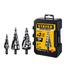 STAYER Pro-Max 3 шт, 4-38мм, винтовая спираль, набор сверл ступенчатых (29661-4-38-H3)
