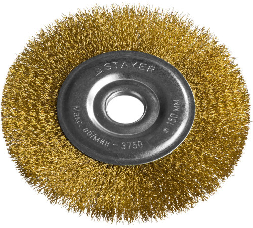 STAYER 150 мм, витая стальная латунированная проволока 0.3 мм, щетка дисковая для УШМ, Professional (35122-150) купить  в Сочи