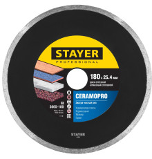 STAYER Сeramo-25, d 180 мм, (25.4 мм, 5 х 2.2 мм), сплошной алмазный диск, Professional (3665-180)