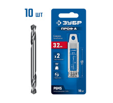 ЗУБР Профессионал 3.2х49мм, Сверло двухстороннее по металлу Проф-А, сталь Р6М5, класс А, 10шт