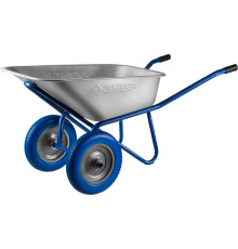 ЗУБР ПТ-300, 110 л, 240 кг, двухколесная, полиуретановые колеса, строительная тачка, Профессионал (39911) ЗУБР ПТ-300, 110 л, 240 кг, двухколесная, полиуретановые колеса, строительная тачка, Профессионал (39911)