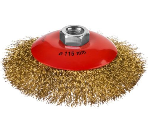 MIRAX 115 мм, витая стальная латунированная проволока 0.3 мм, коническая щетка-крацовка для УШМ (35143-115) купить  в Сочи