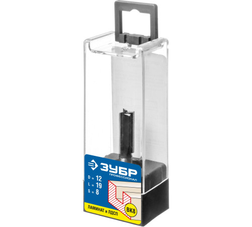 ЗУБР 12 x 19 мм, хвостовик 8 мм, фреза пазовая прямая, Профессионал (28780-12-19) купить  в Сочи