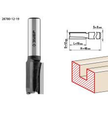 ЗУБР 12 x 19 мм, хвостовик 8 мм, фреза пазовая прямая, Профессионал (28780-12-19)