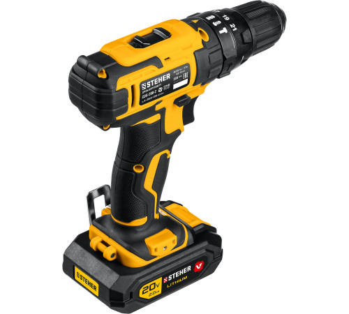 STEHER V1, 20 В, 40 Н·м, 2 АКБ (2 А·ч), ударная дрель-шуруповерт, кейс (CDS-200-2) купить  в Сочи