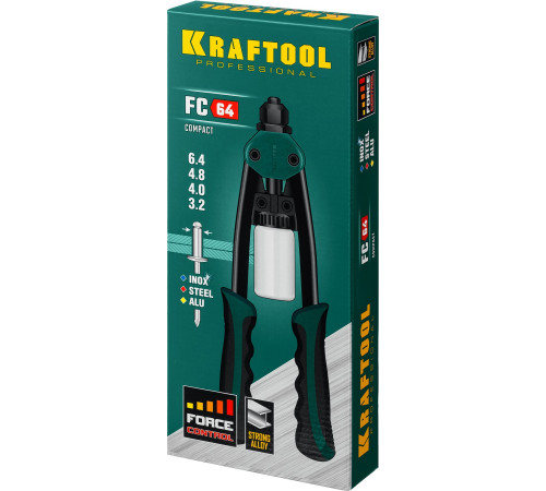 KRAFTOOL FC-64, 3.2 - 6.4 мм, 320 мм, регулировка усилия, компактный двуручный заклепочник (31160) купить в Сочи KRAFTOOL FC-64, 3.2 - 6.4 мм, 320 мм, регулировка усилия, компактный двуручный заклепочник (31160) купить в Сочи
