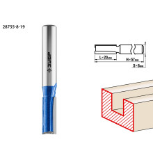ЗУБР 8 x 19 мм, хвостовик 8 мм, фреза пазовая прямая с нижними подрезателями, Профессионал (28755-8-19)