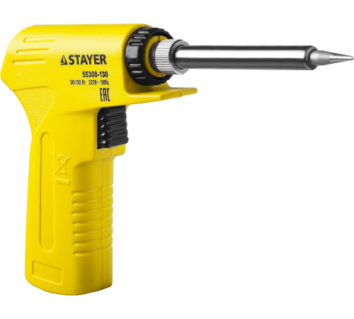 STAYER PROTerm, 30 Вт + 130 Вт, 2 в 1, конус, керамический нагреватель, электропаяльник с пистолетной рукояткой, Professional (55308-130) купить  в Сочи