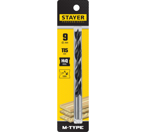 STAYER M-type, 9.0 x 115/90 мм, М-образная заточка, спиральное сверло по дереву (2942-115-09) купить в Сочи STAYER M-type, 9.0 x 115/90 мм, М-образная заточка, спиральное сверло по дереву (2942-115-09) купить в Сочи