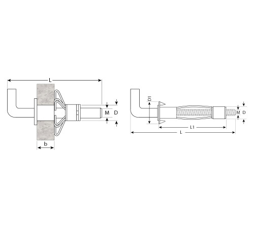 ЗУБР МОЛЛИ, М4 х 32 х 13 мм, 120 шт, анкер с полукольцом для пустотелых конструкций (4-302512-04-032) купить  в Сочи
