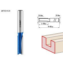 ЗУБР 8 x 25 мм, хвостовик 8 мм, фреза пазовая прямая, Профессионал (28753-8-25)