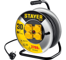 STAYER PRO-315, КГ, 3 x 1.5 мм2, 30 м, 3700 Вт, IP44, силовой удлинитель на стальной катушке (55077-30)