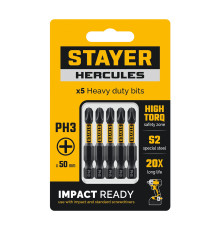 STAYER HERCULES, PH3, 50 мм, 5 шт, торсионные биты (26231-3-50-5)