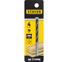 STAYER M-type, 4.0 x 70/40 мм, М-образная заточка, спиральное сверло по дереву (2942-070-04)
