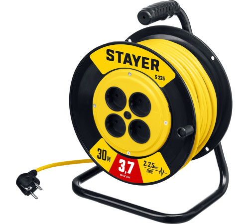 STAYER S-225, ПВС, 2 х 2.5 мм2, 30 м, 3750 Вт, силовой удлинитель на катушке (55070-30) купить в Сочи STAYER S-225, ПВС, 2 х 2.5 мм2, 30 м, 3750 Вт, силовой удлинитель на катушке (55070-30) купить в Сочи