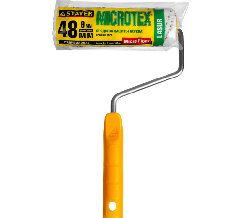 STAYER MICROTEX, 48 х 180 мм, бюгель 8 мм, ворс 9 мм, для агрессивных сред, малярный валик, Professional (0341-18) купить в Сочи STAYER MICROTEX, 48 х 180 мм, бюгель 8 мм, ворс 9 мм, для агрессивных сред, малярный валик, Professional (0341-18) купить в Сочи