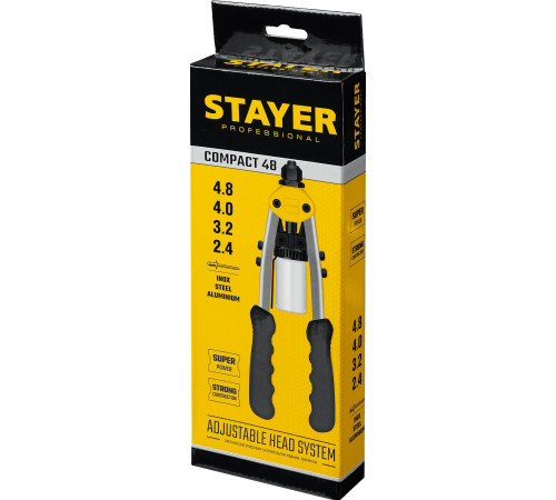 STAYER Compact-48, 2.4 - 4.8 мм, 280 мм, компактный двуручный заклепочник, Professional (3116) купить  в Сочи