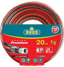 RACO PREMIUM, 1/2″, 20 м, 40 атм, пятислойный, усиленный двумя слоями армирования, поливочный шланг (40300-1/2-20) RACO PREMIUM, 1/2″, 20 м, 40 атм, пятислойный, усиленный двумя слоями армирования, поливочный шланг (40300-1/2-20)