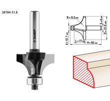 ЗУБР 31.8 x 17 мм, радиус 9.5 мм, фреза кромочная калевочная №1, Профессионал (28784-31.8)