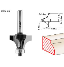 ЗУБР 31.8 x 17 мм, радиус 9.5 мм, фреза кромочная калевочная №1, Профессионал (28784-31.8)