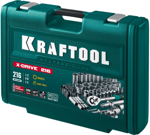 KRAFTOOL X Drive, 216 предм., (1/2″+3/8″+1/4″), универсальный набор инструмента (27888-H216) купить в Сочи KRAFTOOL X Drive, 216 предм., (1/2″+3/8″+1/4″), универсальный набор инструмента (27888-H216) купить в Сочи