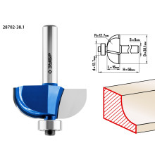 ЗУБР 38.1 x 16 мм, радиус 12.7 мм, фреза кромочная калевочная №2, Профессионал (28702-38.1)