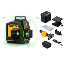 STAYER SL-3D #2, 50м, точн. +/-0,5 мм/м, зеленый лазерный нивелир, микролифт, держатель (34963-2)